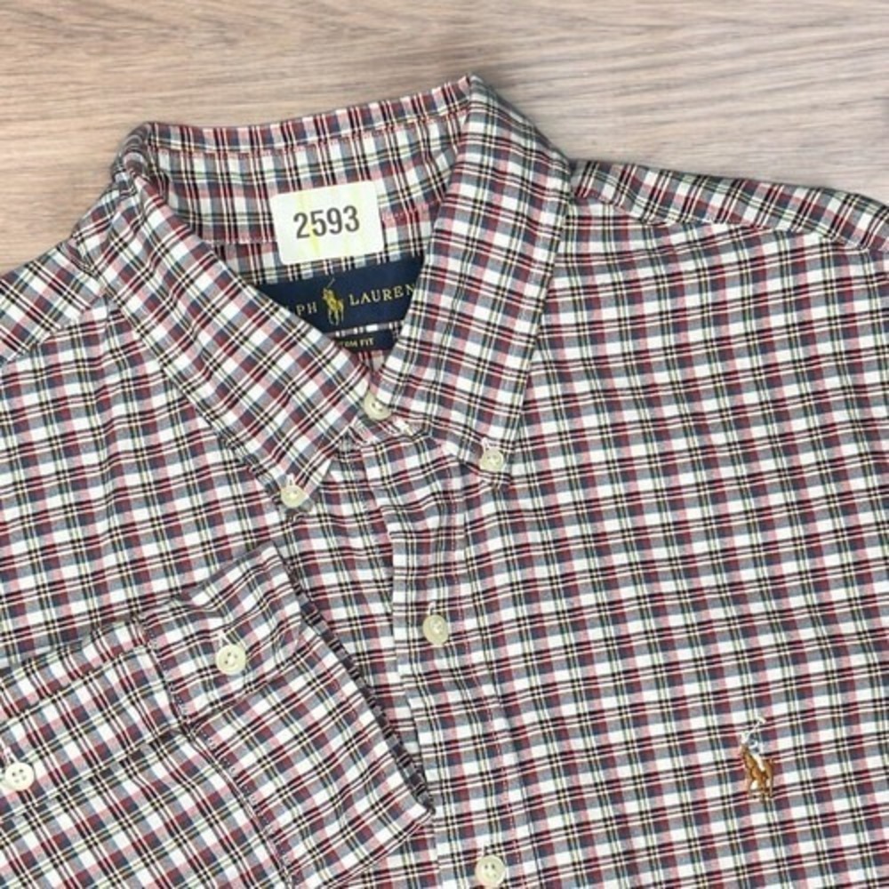 Ralph Lauren Custom Fit MultiColor Check/Plaid Long Sleeve Button Up Shirt Men L